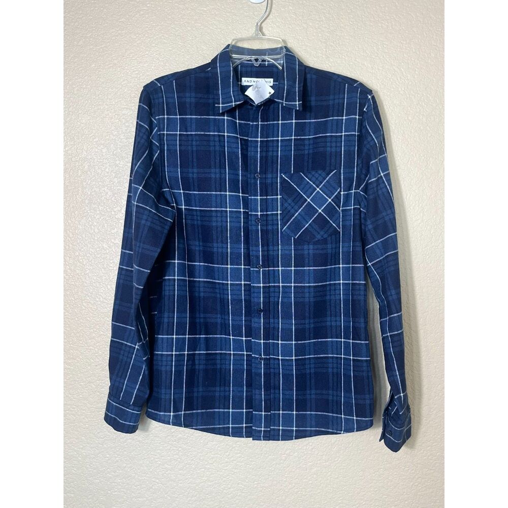 NWOT And Now This Men's Blue Plaid Button Down Shirt Small Grunge Cabincore